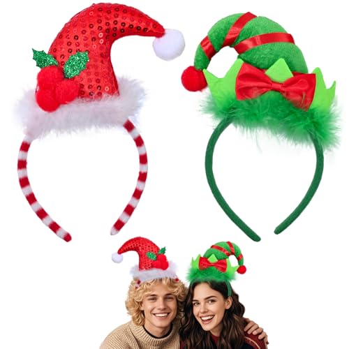 Superum Haarreif Weihnachten Elfen,2 Stück Weihnachtsmütze...