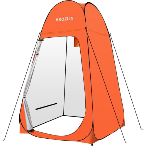 Image of AKOZLIN Portable Pop Up Shower Tent Instant Privacy Dressing Changing Shelter Outdoor Shower Room Camp Toilet Tent 47.2 inch Lx47.2 inch Wx74.8 inch H Orange