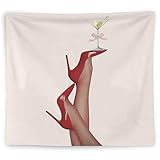 WNAGT Trendy Dirty Martini Tapestry Wall Hanging, Gifts for Martini Lovers, Retro Female Red Heels Cocktail Wall Blanket Decor for Girls Bedroom Dorm Home Kitchen Bar Pub Lounge, 50x60 Inch