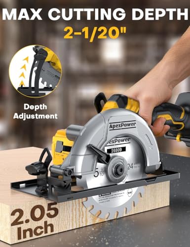 Brushless Cordless Circular Saw, for DeWalt 20V Max Battery, 6-Inch Aluminum Alloy Blade, 5900 RPM, 4.2 Lbs Lightweight, Cutting Depth 2-1/20\" (90°), 0-90° Bevel, Hex Wrench, Rip Guide, for Wood, PVC - Thumbnail 6