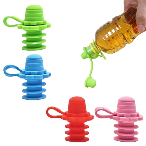 Lot de 4 bouchons de bouteille en silicone - Adaptateur de bec verseur - Embout anti-fuite - Embout de rechange pour bouteille d'eau - Embout pour bouteille d'eau pour enfants - Bouchon universel