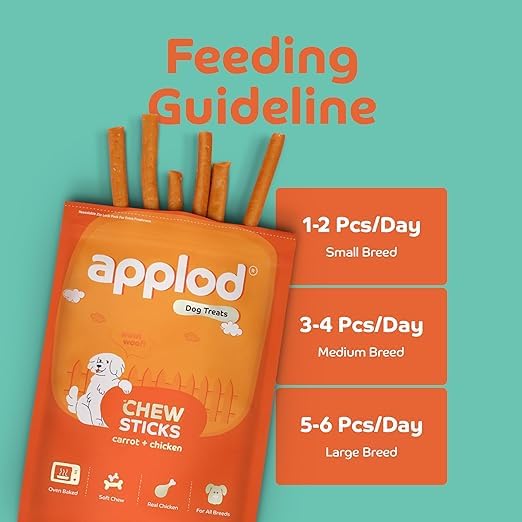 Image of Soft Carrot & Chicken Chew Sticks for Puppies & Adult Dogs | Healthy Easy-to-Digest Training Treats for All Breeds | Soft & Chewy Dog Snacks | Pack of 5 | 70g x 5