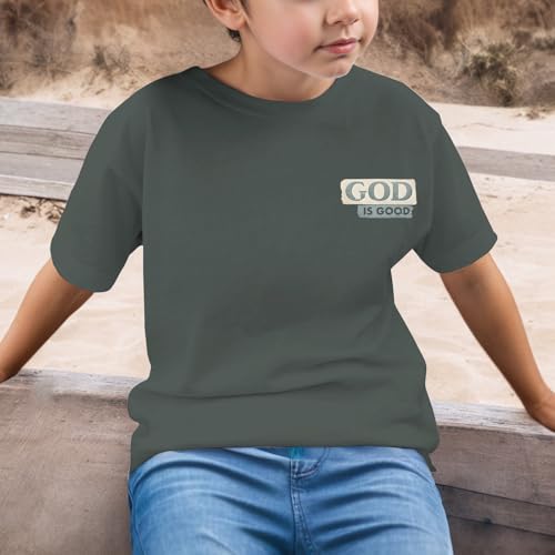 Image of KEEVICI Boys God is Good Shirt Christian Faith Shirts for Kids Jesus Beach Palm Tree Hawaiian Tshirt Graphic Tees Cotton Tops