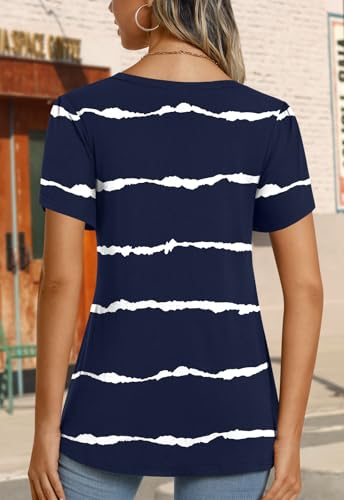 Image of CATHY 2026 Women Tops Summer Short Sleeve Tunic V Neck T-Shirts Loose Casual Floral Blouse S-4XL
