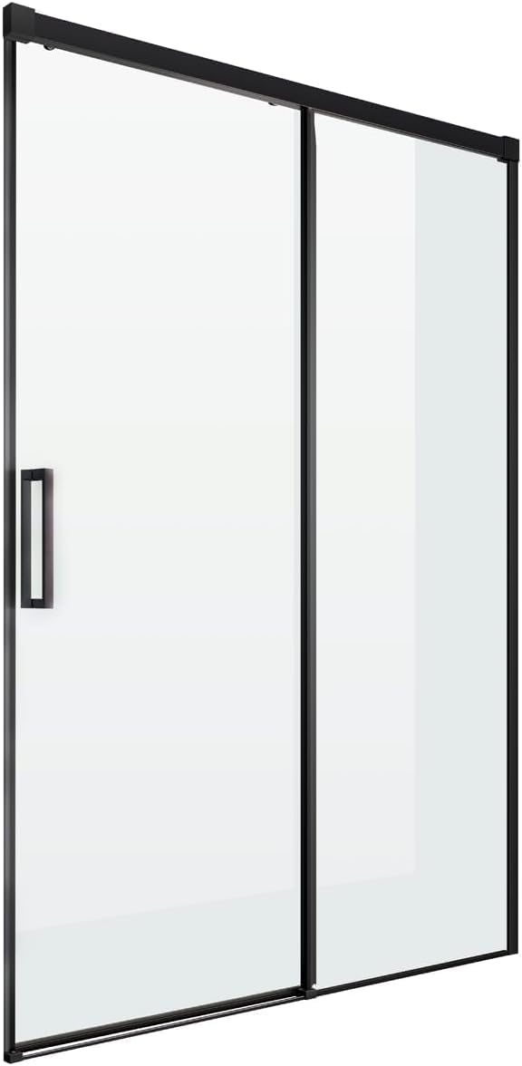 Yellowshop - ZEN Porta doccia scorrevole vetro trasparente anticalcare 8 mm cm 100-120-140-160 H 200 telaio Nero opaco (Nero, 160 cm)