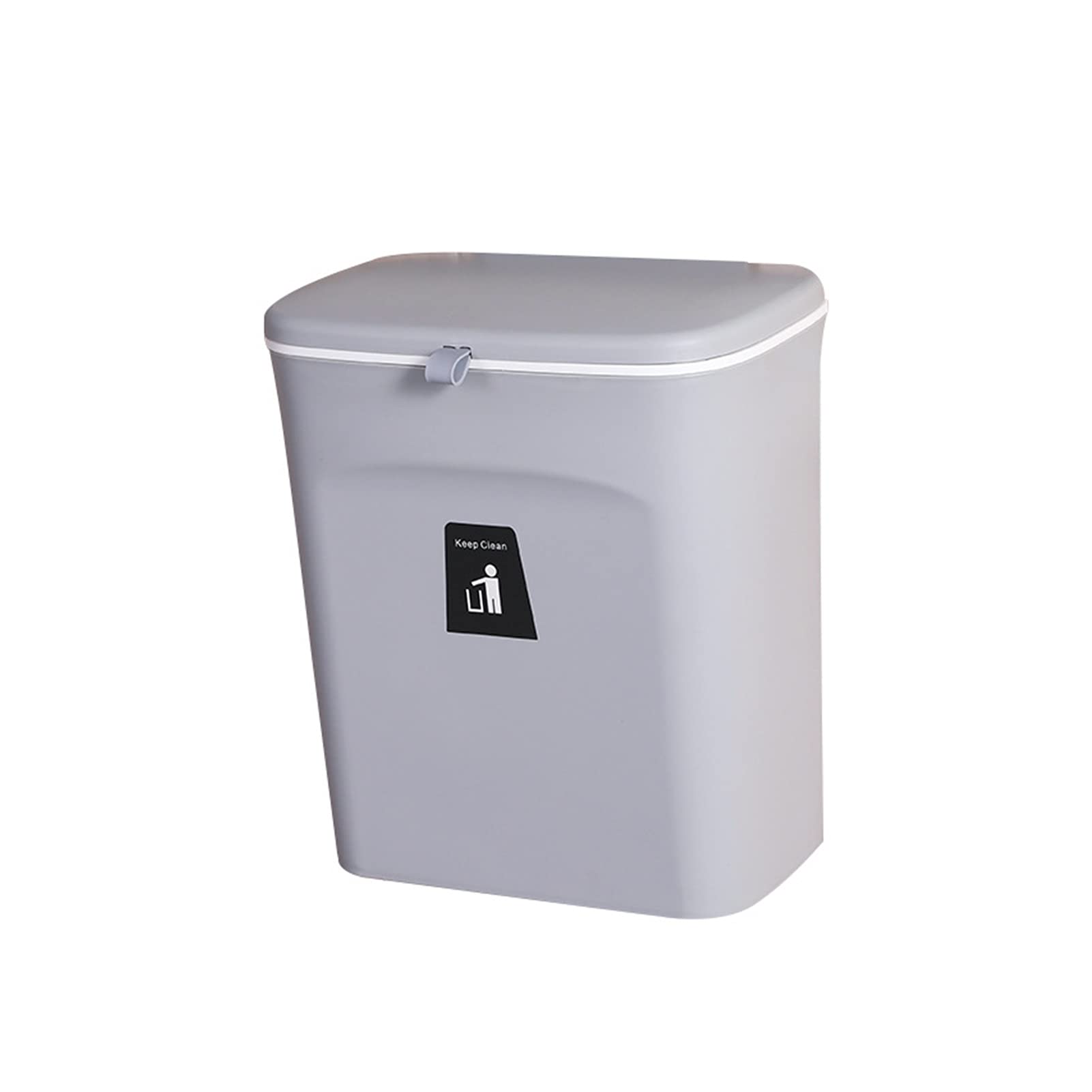 ZQFHSX Hanging Trash Can with， 9L For Kitchen Cabinet Door With Lid Small Under Sink Garbage Bin Wall Mounted Counter Waste Compost Bins(Gray)