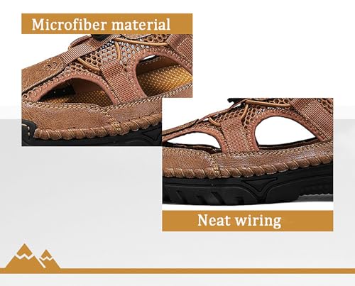 Mens Leather Sandals Outdoor Hiking Sandals Waterproof Athletic Sports Fisherman2