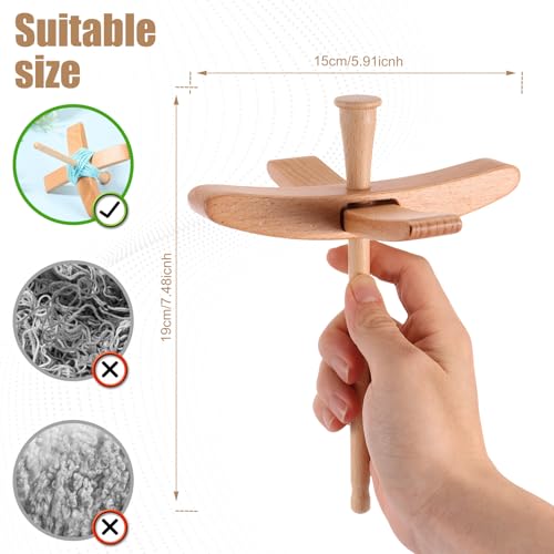 Guniata Fallspindel,Türkische Fallspindel aus Buchenholz,Abnehmbare Handspindel Holz,für Garn,Weben,Wolle,Handarbeit,Häkeln(A)