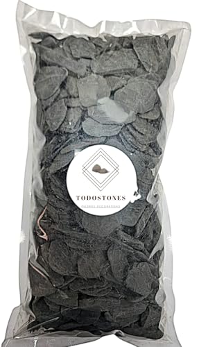 TODOSTONES Piedras Decorativas Naturales - Colores Vibrantes para Embellecer tu Espacio, jarrones, macetas, Centro de Mesa. (1,9 kg Pizarra rodada Gris)
