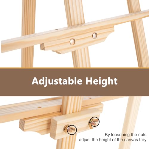 Image of Falling in Art Adjustable Wooden Easel Stand for Painting&Display, Natural