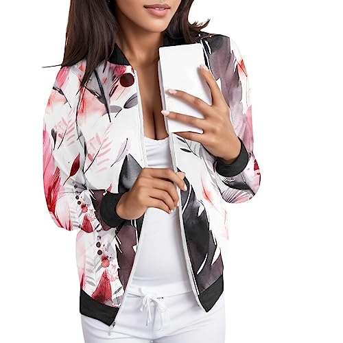 Veste outdoor femme courte à col montant veste sport imprimé floral zippée