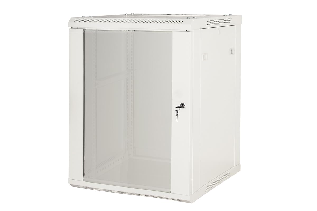 armadio rack 19" CO1912UGF da muro con porta in vetro temperato e struttura in metallo grigio capacità 12 unità dimensioni 63,5x60x45 cm disassemblato per server ed altri apparati IT