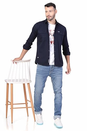 Image of Men's Cotton Twill Utility Shirt | Full Sleeve Button-Down Casual Shirt | Dual Chest Pockets | Comfortable Regular Fit | Everyday Wear