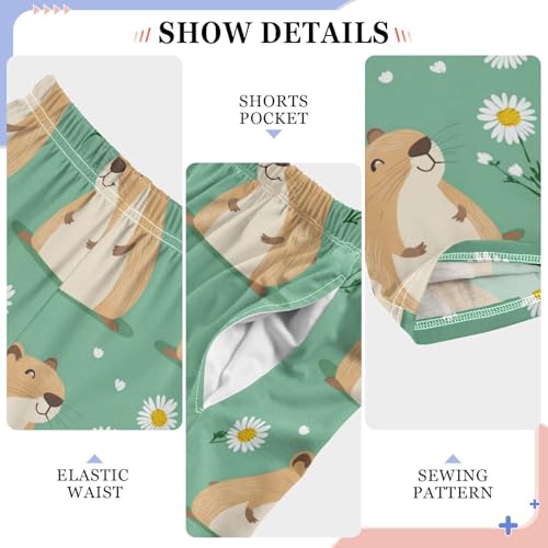 Pajama Bottoms, Pajamas Long Pant Capybara Cartoon Lounge Wear Casual Sleep Pants Soft Pjs Sleepwear4