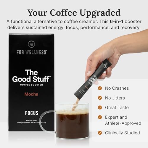Image of The Good Stuff | Mocha Coffee Booster | Healthy Coffee Creamer for Focus & Energy | Keto, Non-Dairy Creamer Powder with MCT Oil, Collagen & L-Theanine | 14 Servings