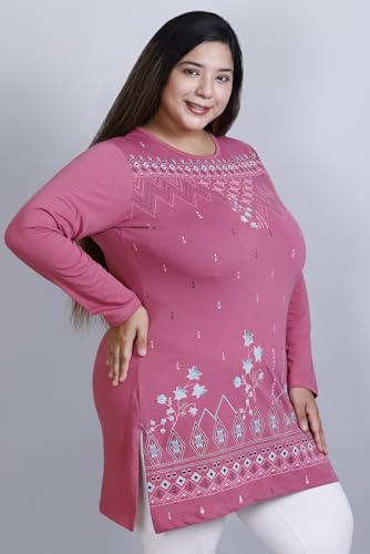 Image of Women Printed Full Sleeve Cotton Tshirt with Side Slits & Pocket | Small - 7XL Size