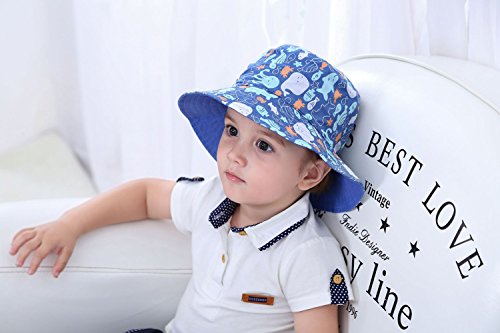Kids Baby Boy Bucket Sun Hat Wide Brim Infant Toddler Girls Reversible Basin Fisherman Cap Upf 50+ Protection Blue #TOP6