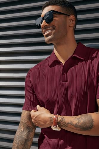 Image of PJ PAUL JONES Mens Polo Shirts Short Sleeve Textured Knit Polos