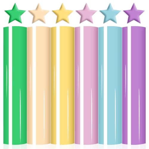 MJARTORIA Lámina de plóter textil para plóter, colores caramelos, espuma 3D, lámina de vinilo para plóter, vinilo de transferencia para planchar, para manualidades, camisetas, tejidos, piel