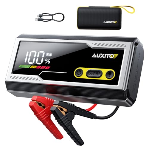 AUXITO Jump Starter 8000A Portable Car Battery Jump Starter with Large LCD Display Jump Cable with Smart Clamps Power Bank Emergency Flashlight for Cars Heavy Duty Jumper Box for Car Battery