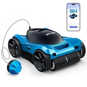 MT-VIKI H8 Cordless Robotic Pool Vacuum, Up to 480 Mins Runtime, Wall & Waterline Cleaning, 300W Strong Suction Pool Vacuum for Above&In-Ground Pools up to 4300 sq.ft, App/Remote Control