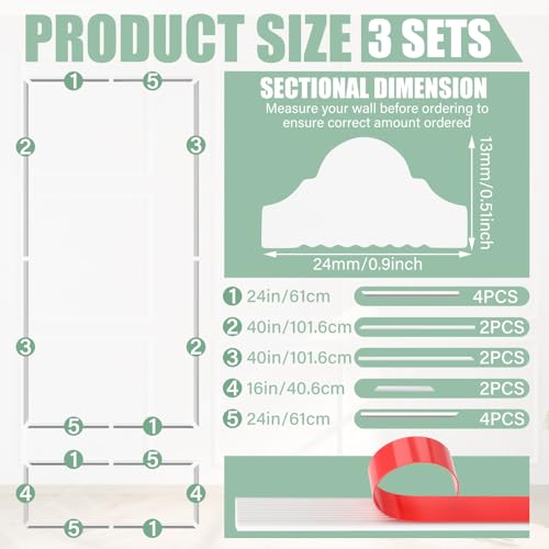 Image of Pangda Peel and Stick Wall Molding Kit, 3D Premade Accent Molding Wainscoting Panel for Interior Wall Moulding Decor, Ready to Assemble Wainscoting Accent Panel(3 Set,48 x 80 in)