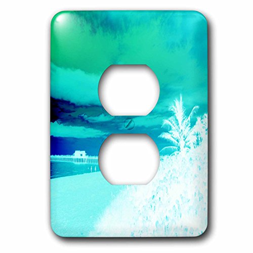 Plaque de finition interrupteur Naples Florida Beach 3dRose aqua et blanc