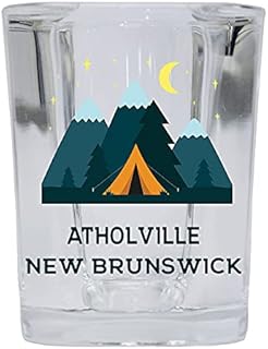 R and R Imports Atholville New Brunswick 2 Ounce Square Base Liquor Shot Glass Tent Design