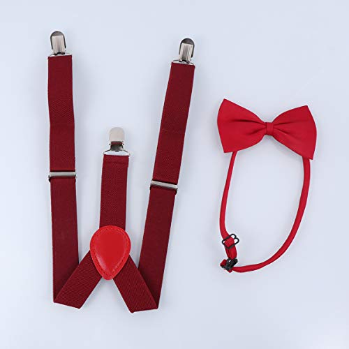 Boys Boys and Girls Adjustable Suspenders Bowtie Set Elastic Style Outfit for Parties Events and Birthdays Random Detail2