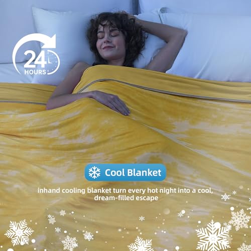 Image of inhand Cooling Throw Blanket (50 inchx60 inch), Cooling Blankets for Hot Sleepers, Absorbs Heat to Keep Adults Cool for Summer Nights Sweats, Thin Cold Lightweight Blanket for Couch Bed, Ginger Yellow