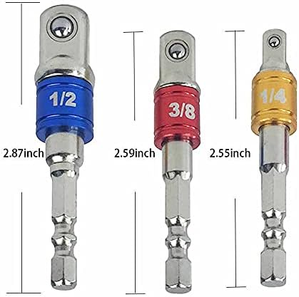 BDHI 1/4" 3/8" 1/2" Hex Shank Socket Adapter Extended Impact Electric Drill Bit Tool(D01-3), Variety Pack - Image 4
