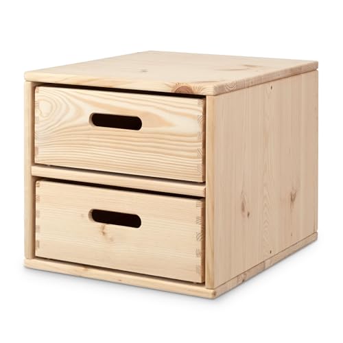 Ehrenkind® Regal für Kinderzimmer – Praktisches Aufbewahrungssystem aus Kiefer für Spielzeug und Ordnung | 2 Fächer | Klein (315 mm)