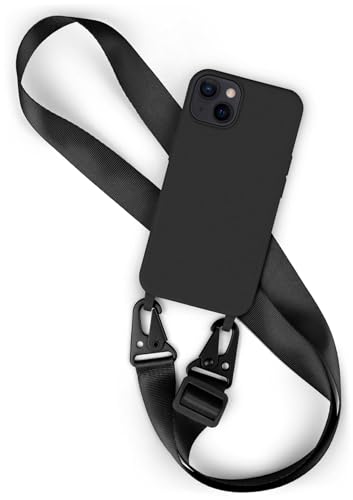 Chaîne de téléphone portable pour iPhone 13 moex noire avec sangle nylon amovible