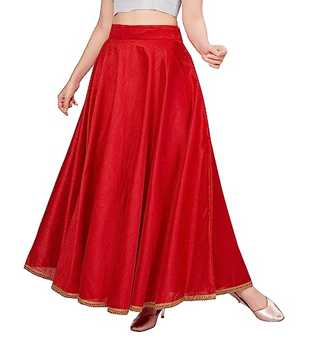 Studio Shringaar Women's Poly Silk Skirt/Lehenga With 8 Meters Maxi Flare (Double Ghera)