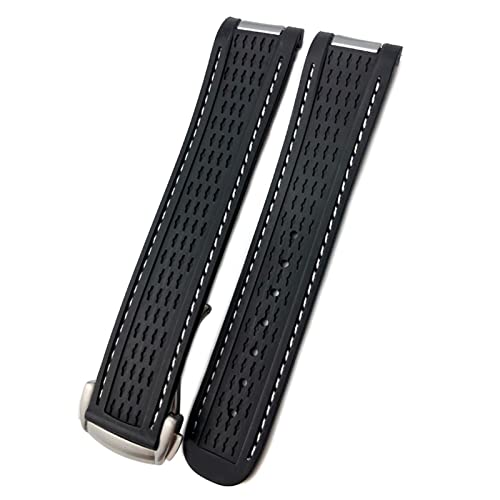 Bracelet caoutchouc 20mm blanc compatible Omega Seamaster 300 Aqua Terra 150 - 2