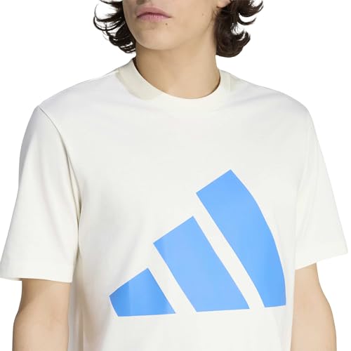 adidas Men's Essentials Big Logo T-Shirt, Off White/Ray Blue, Large by adidas - Used condition - Image 4