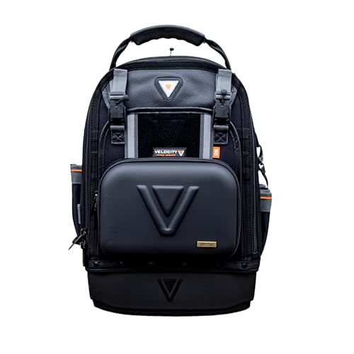 Velocity Progear Rogue 50 Tool Backpack Professional Heavy Duty Tool Bag with 22 Pockets Magnetic Harness YKK Interlocking Zips Waterproof Base and Water Resistant 1200D Outer Black
