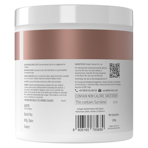 Image of hk vitals Marine Collagen Supplement (Lemon, 200g) | Vitamin C, E, Sodium Hyaluronate | For Healthy Skin, Hair & Nails (Pack of 2)