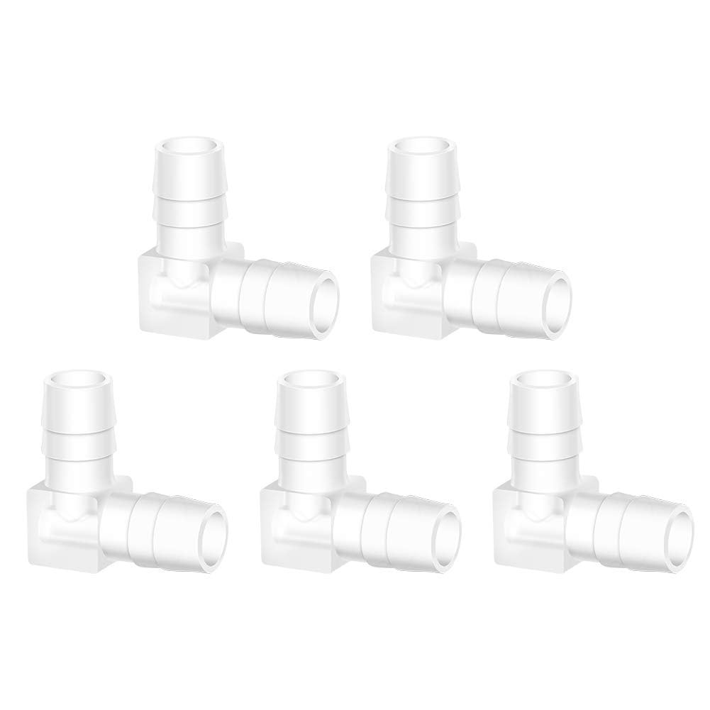 THE WHITE SHOP 5PCS Hose Barb 90 Degree Elbow L Fitting, Plastic 2 Way Equal Barbed Joint Splicer Mender Union Adapter Hose Fitting (Size : 3-8)