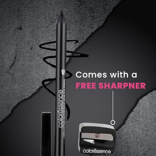 Image of COLORESSENCE HD Kohl Pencil Eye Definer Kajal, Intense Black with FREE Sharpener | Long Lasting | Waterproof | Smudgeproof | Matte Finish