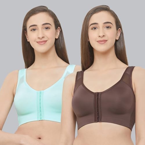 Image of SOIE Women Front Closure Full Coverage Non Padded Non Wired Posture Correction Bra