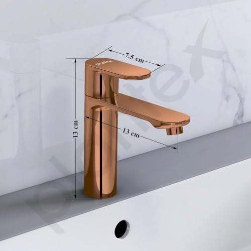 Image of Plantex Pure Brass Single Lever Pillar tap for Basin /Wash Basin Tap with Teflon Tape /Single Lever Water Tap -(ORN-203-Rose Gold)