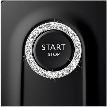 CCHRN Car Bling Engine Start Ring Decals, Crystal Rhinestone Push Start Button Decorative Ring, Universal Sparkling Key Ignition Knob Cover for Women Girls, Car Accessories (White)