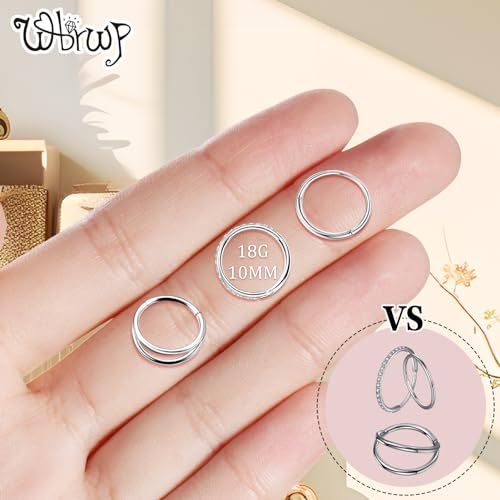 WBRWP Nose Rings Hoops for Women: 316L Surgical Steel Double Hoop Nose Rings Hinged CZ Septum Clicker Conch Cartilage Helix Rook Tragus Daith Earring Hoops Piercing Jewelry2