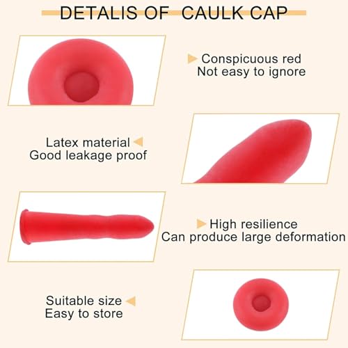 Image of Caulk Tube Sealer Caps Caulk Saver Caps Caulking Tube Sealing Caps Caulk Finishing Tool Caulk Saver Cover Latex Seal Covers for Sealing and Preserving, Red (50 Pcs)