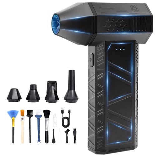 Compressed Air Duster, 3-Gear Electric Air Duster Rechargeable, Super Power Air Blower with Brushless Motor, Mini Blower for Computer, Keyboard, Car, House, Office, Outdoor, PC