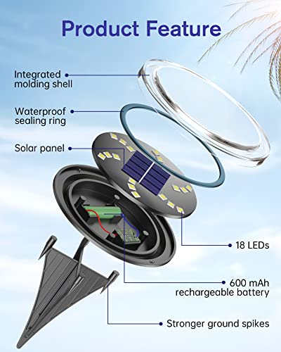 Nfesolar Solar Outdoor Lights Waterproof With 18 Leds, 6 Pack Solar Ground Lights Bright Solar Pathway Lights For Yard Garden Patio Lawn Walkway Driveway (Warm) #TOP4