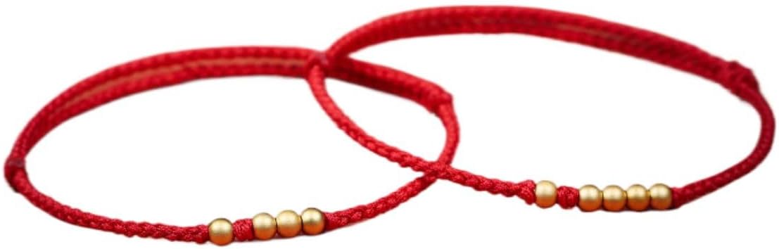 Ecqizer 脚链黄金999足金转运珠本命年女纯金编织三生三世红色脚绳