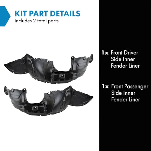 Image of TRQ Front Driver and Passenger Side Inner Fender Liner Set Compatible with 2010-2013 Mazda 3