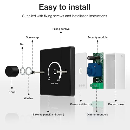 VIPMOON DC 12V-24V LED Dimmer Switch, Push ON/OFF Rotary Control Dimmer Switches, High Side PWM Dimmer for Dimmable Single Color Strip Lights in RV Auto, Camping Trailers, Boats, Caravans, Black - Image 3